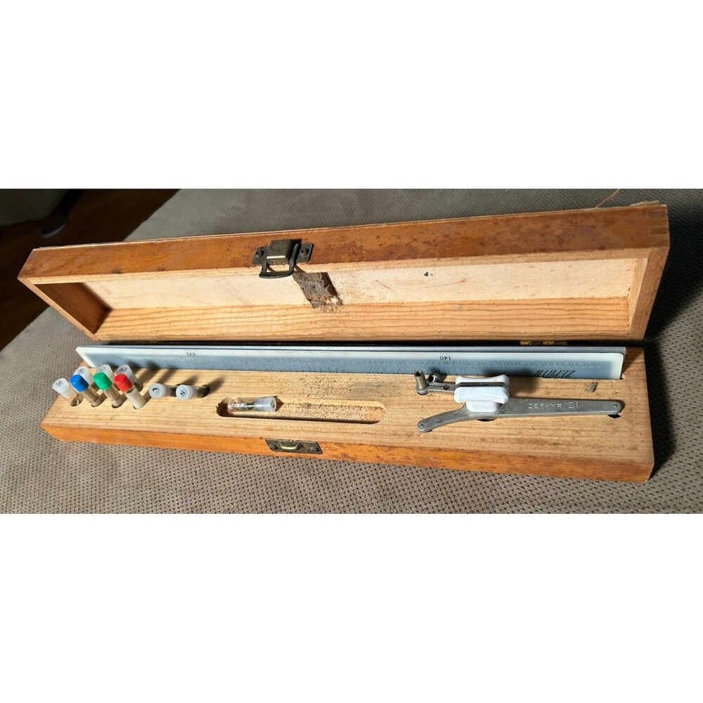 vintage Wrico Zephyr lettering set No. Z-1 Drafting Equipment In Wooden Box 60s